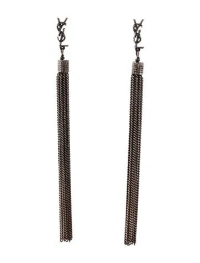 Pre-owned Saint Laurent Loulou Chain Tassel Earrings In Multi