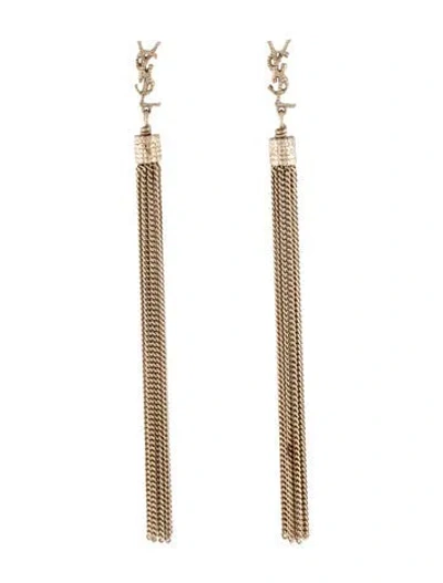 Pre-owned Saint Laurent Loulou Chain Tassel Earrings In Multicolor