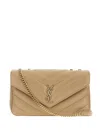 Saint Laurent Loulou Chevron-quilted Chain Shoulder Bag In Neutral