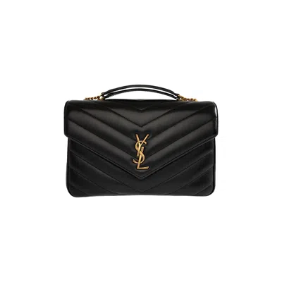 Pre-owned Saint Laurent Loulou Foldover Top Large Shoulder Bag 'black' | Women's Size Onesize