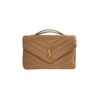 Pre-owned Saint Laurent Loulou Foldover Top Large Shoulder Bag 'natural Tan' | Women's Size Onesize In Brown