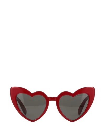 Saint Laurent Loulou Geometric-frame Sunglasses In Red