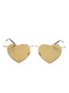 Saint Laurent Loulou Heart-frame Sunglasses In Gold