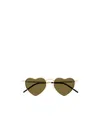 Saint Laurent Loulou Heart-frame Sunglasses In Green