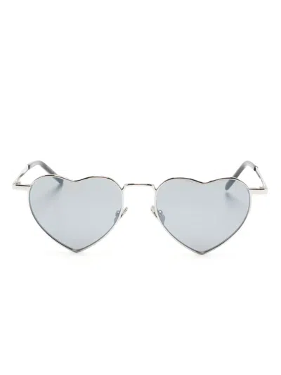 Saint Laurent Loulou Heart-frame Sunglasses In Silber