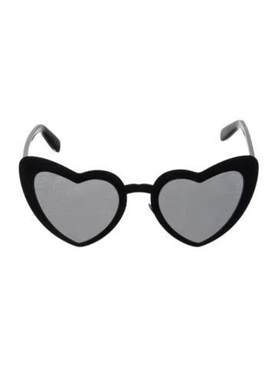 Pre-owned Saint Laurent Loulou Heart Sunglasses Cat-eye Sunglasses In Black