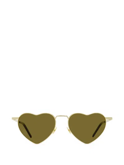 Saint Laurent Loulou Heart-frame Sunglasses In Gold