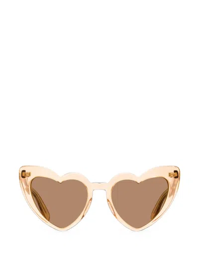 Saint Laurent Loulou Heart-frame Sunglasses In Neutral
