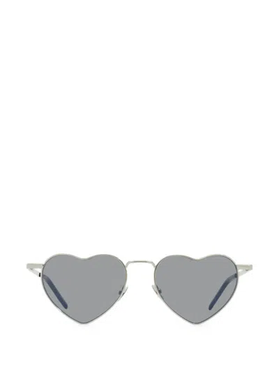 Saint Laurent Loulou Heart-frame Sunglasses In Silver