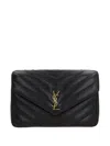 Saint Laurent Large Chevron Quilted Bag With Chain Strap In Black