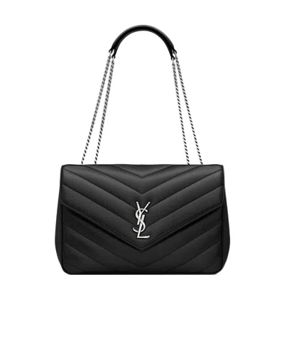 Saint Laurent Loulou Large In Matelassé Lambskin In Black