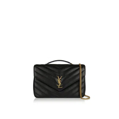 Saint Laurent Loulou Large Leather Shoulder Bag In Black