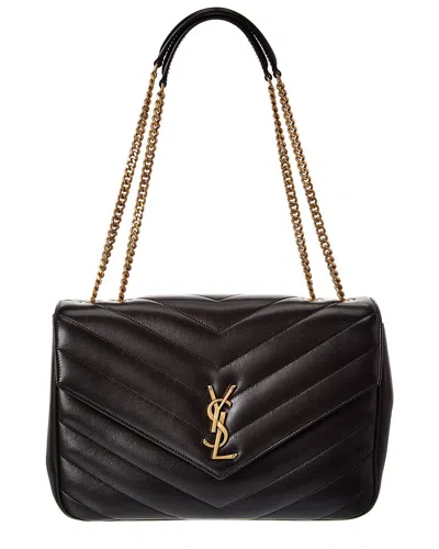 Saint Laurent Loulou Large Leather Shoulder Bag In Black
