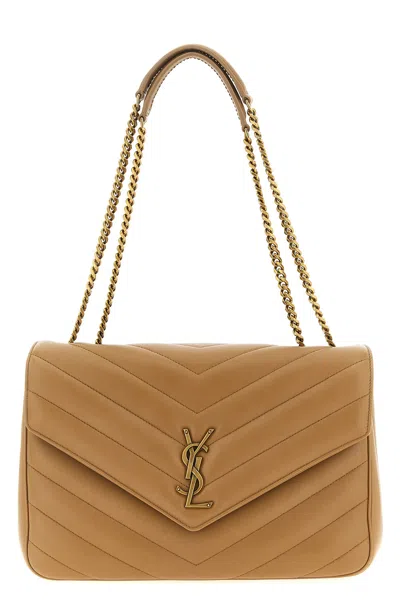 Saint Laurent 'loulou' Large Shoulder Bag In Sand