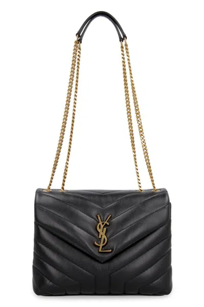 Saint Laurent Loulou Leather Crossbody Bag In Black
