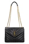 Saint Laurent Chevron Quilted Shoulder Bag With Chain Strap In Black