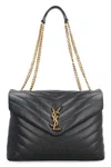 Saint Laurent Chevron Quilted Shoulder Bag With Chain Strap In Black
