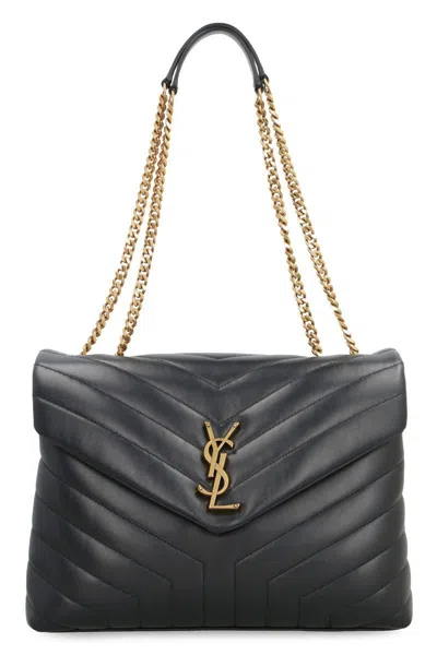 Saint Laurent Loulou Leather Medium Crossbody Bag In Black