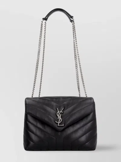 Saint Laurent Loulou Leather Shoulder Bag In Black