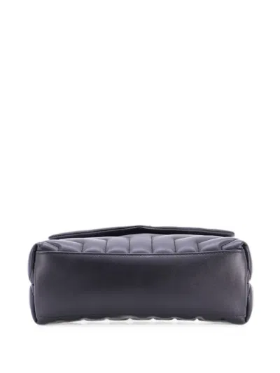 Pre-owned Saint Laurent Loulou Matelasse Chevron Leather Small Shoulder Bag In Black