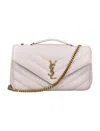 Saint Laurent Quilted Medium Shoulder Bag With Sliding Chain In White