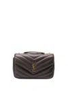 Saint Laurent Chevron Chain Shoulder Bag In Brown