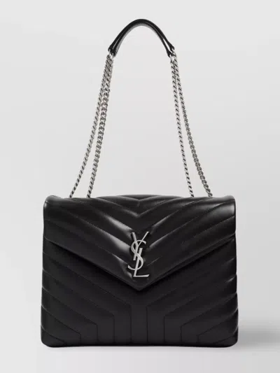 Saint Laurent Loulou Medium Bag Leather Shoulder Strap In Black