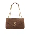 Saint Laurent Medium Suede Loulou Shoulder Bag In Brown