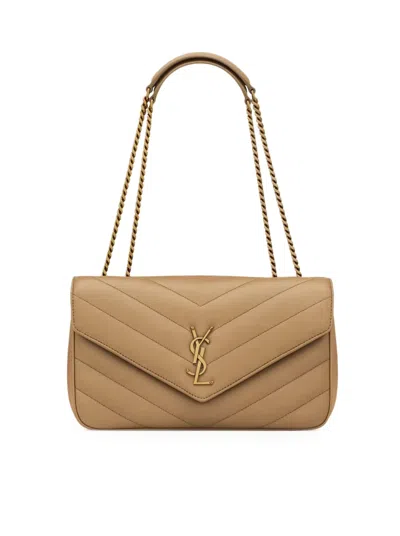 Saint Laurent Loulou Medium In Quilted Lambskin In Nude