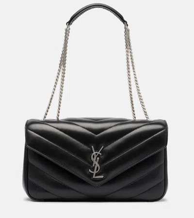 Saint Laurent Loulou Medium Leather Shoulder Bag In Black