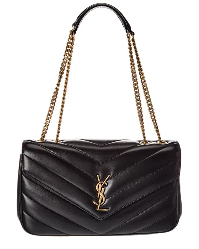 Saint Laurent Loulou Medium Leather Shoulder Bag In Black