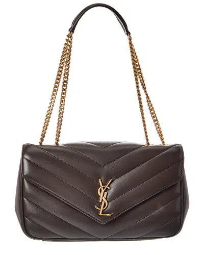 Saint Laurent Loulou Medium Leather Shoulder Bag In Gray