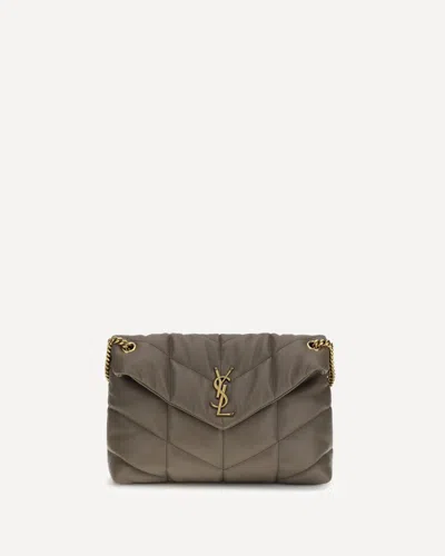 Saint Laurent Loulou Medium Leather Shoulder Bag In Neutral
