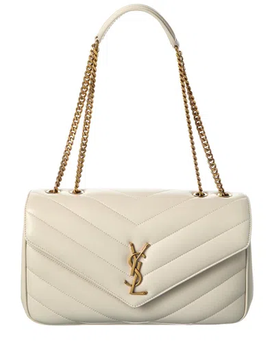 Saint Laurent Loulou Medium Leather Shoulder Bag In Neutral