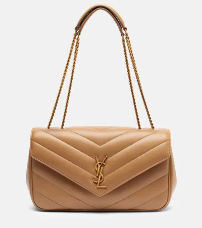 Saint Laurent Loulou Medium Leather Shoulder Bag In Sand