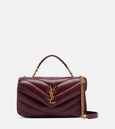 Saint Laurent Loulou Medium Matelassé Leather Top-handle Bag In Burgundy