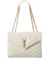 Saint Laurent Loulou Medium Matelasse Y Leather Chain Satchel In White