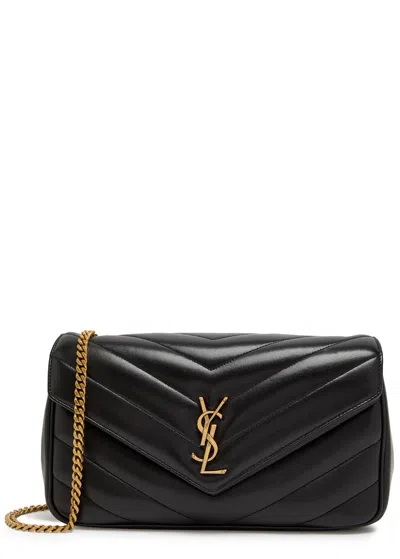 Saint Laurent Loulou Medium Quilted Leather Shoulder Bag In Black