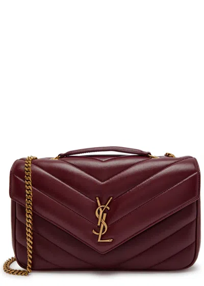 Saint Laurent Loulou Medium Quilted Leather Shoulder Bag In Burgundy