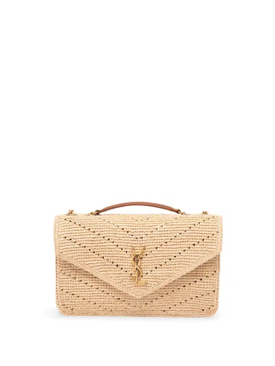 Saint Laurent `loulou` Medium Raffia Bag In Brown