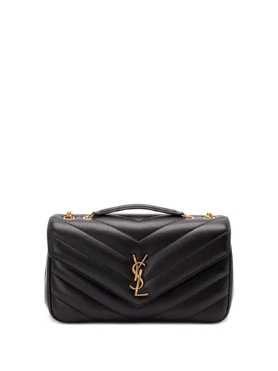Saint Laurent Loulou Mini Leather Crosbody Bag With Chevron Stitching In Orange