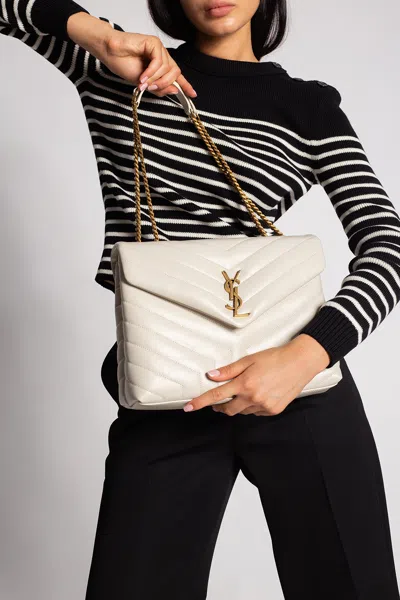 Saint Laurent ‘loulou Medium' Shoulder Bag In Cream
