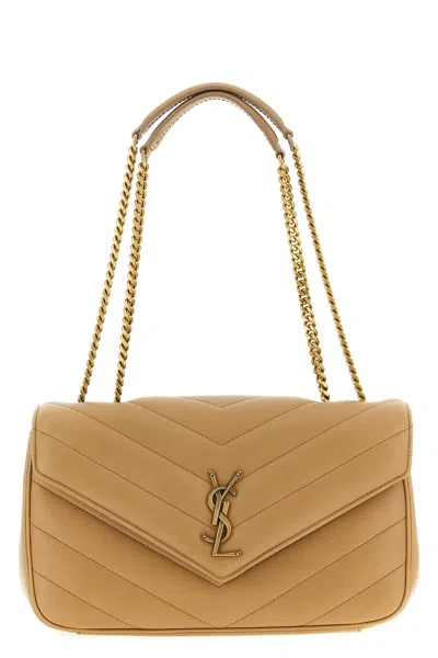 Saint Laurent 'loulou' Medium Shoulder Bag In Sand