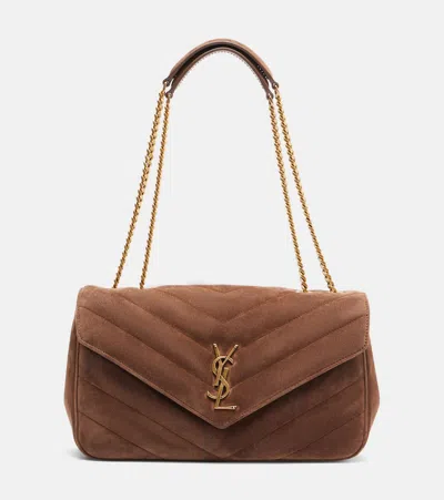 Saint Laurent Loulou Medium Suede Shoulder Bag In Brown