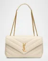 Saint Laurent Loulou Medium Ysl Chain Shoulder Bag In Quilted Leather In Brown
