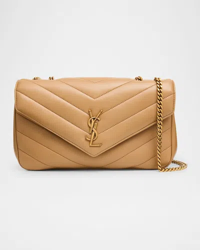 Saint Laurent Loulou Medium Ysl Chain Shoulder Bag In Quilted Leather In Brown