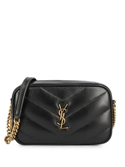 Saint Laurent Loulou Mini Camera Bag In Lambskin In Black