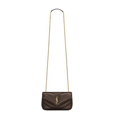 Saint Laurent Loulou Mini In Lambskin In Brown