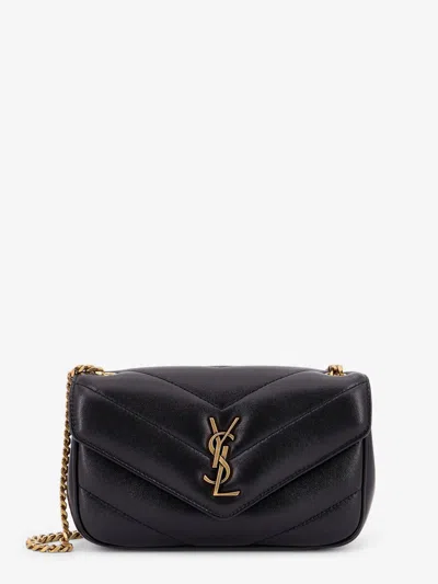 Saint Laurent Loulou Mini Leather Crosbody Bag With Chevron Stitching In Orange