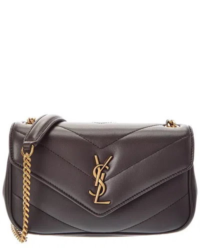 Saint Laurent Loulou Mini Leather Crossbody In Brown